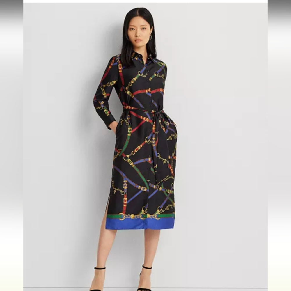 Lauren Ralph Lauren NWT Women's Belting-Print Twill Shirtdress Size 8
